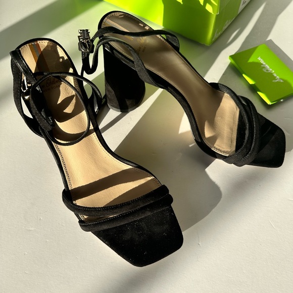 Sam Edelman Kia Sandals Black Leather Block Heels - Picture 9 of 11